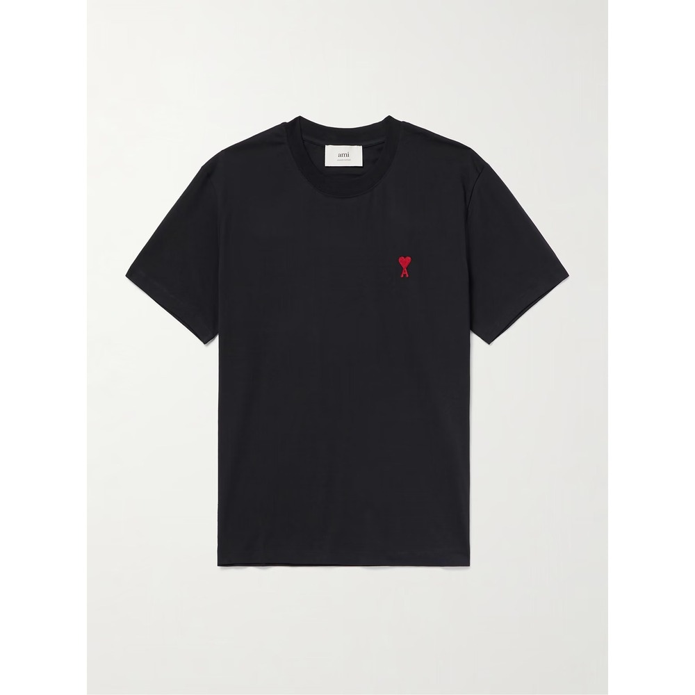 AMI Paris Red Heart Logo Shirt Men Large Ami De Coeur Stretch Organic Cotton